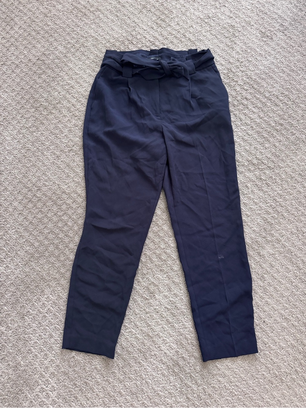 Express Navy Tie-Waist Ankle Pants